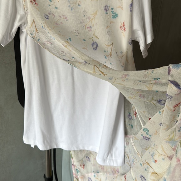 3.1 Phillip Lin Chiffon Floral Ruffled T-shirt Size XS - Picture 5 of 8